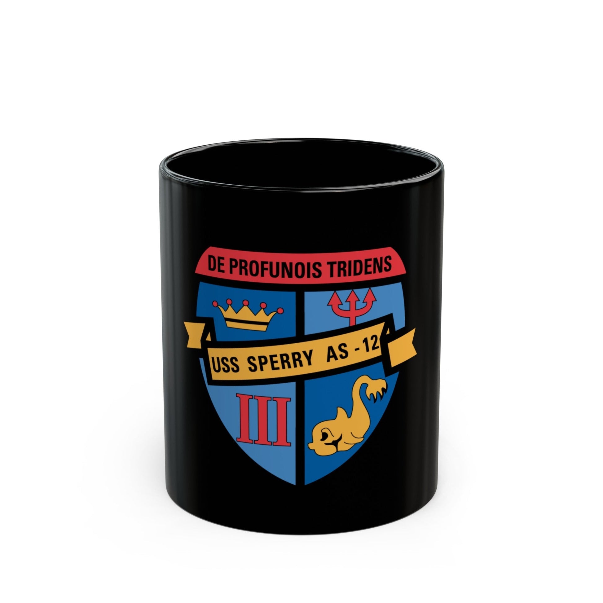 De Profunois Triden USS Sperry As 12 (U.S. Navy) Black Coffee Mug-11oz-The Sticker Space