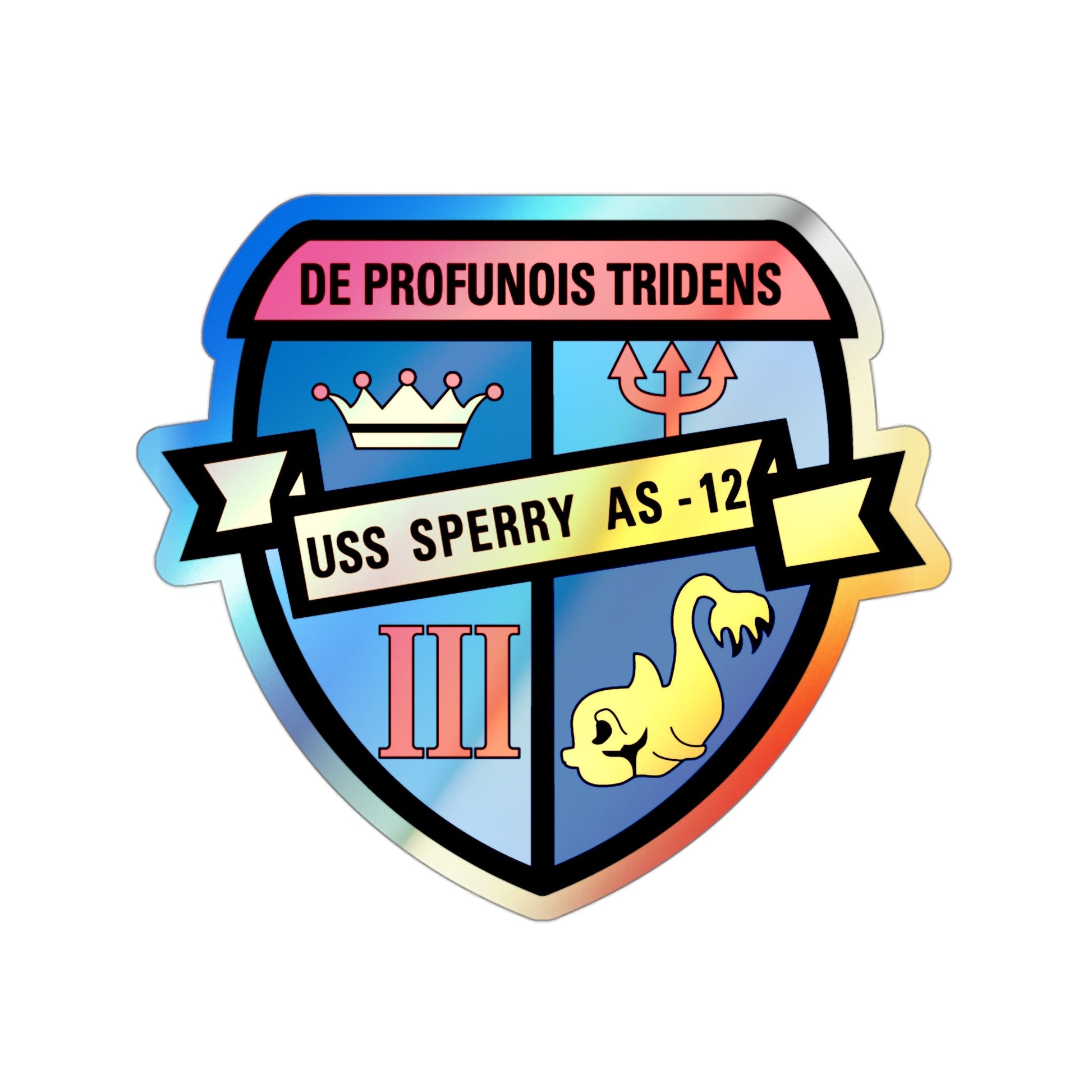 De Profunois Triden USS Sperry As 12 (U.S. Navy) Holographic STICKER Die-Cut Vinyl Decal-3 Inch-The Sticker Space