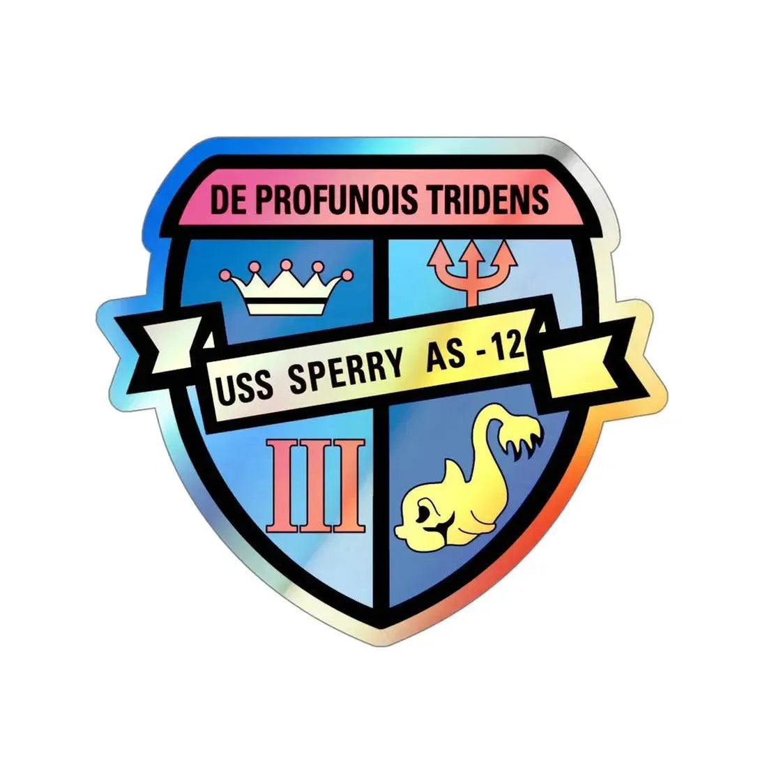 De Profunois Triden USS Sperry As 12 (U.S. Navy) Holographic STICKER Die-Cut Vinyl Decal 5 Inch Holographic - The Sticker Space