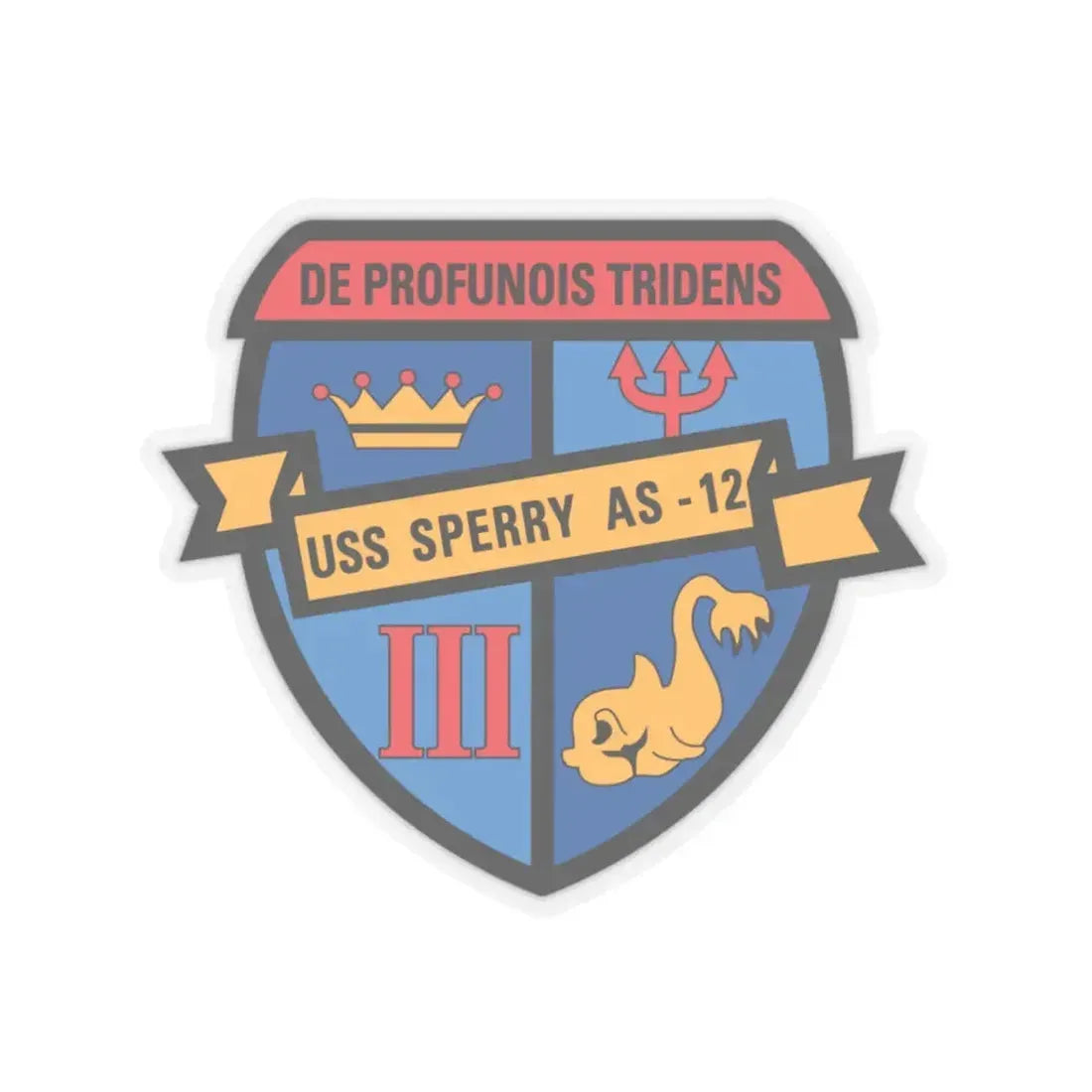 De Profunois Triden USS Sperry As 12 (U.S. Navy) STICKER Vinyl Kiss-Cut Decal 3 Inch Transparent - The Sticker Space
