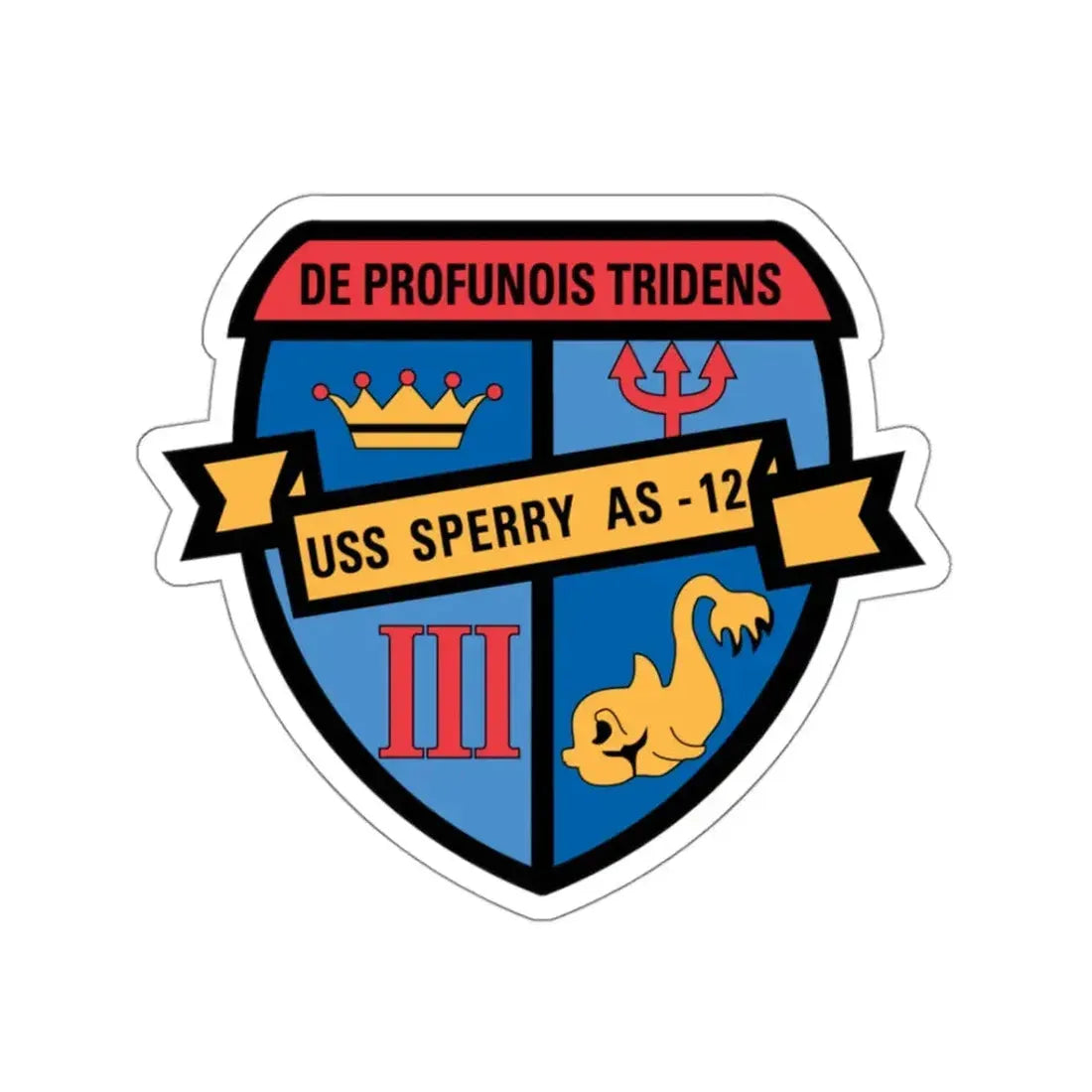 De Profunois Triden USS Sperry As 12 (U.S. Navy) STICKER Vinyl Kiss-Cut Decal 3 Inch White - The Sticker Space