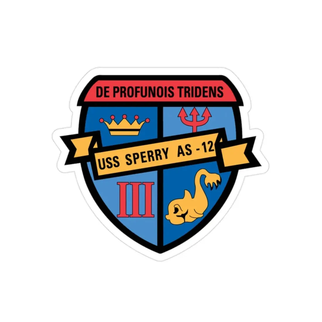 De Profunois Triden USS Sperry As 12 (U.S. Navy) Transparent STICKER Die-Cut Vinyl Decal 2 Inch Transparent - The Sticker Space