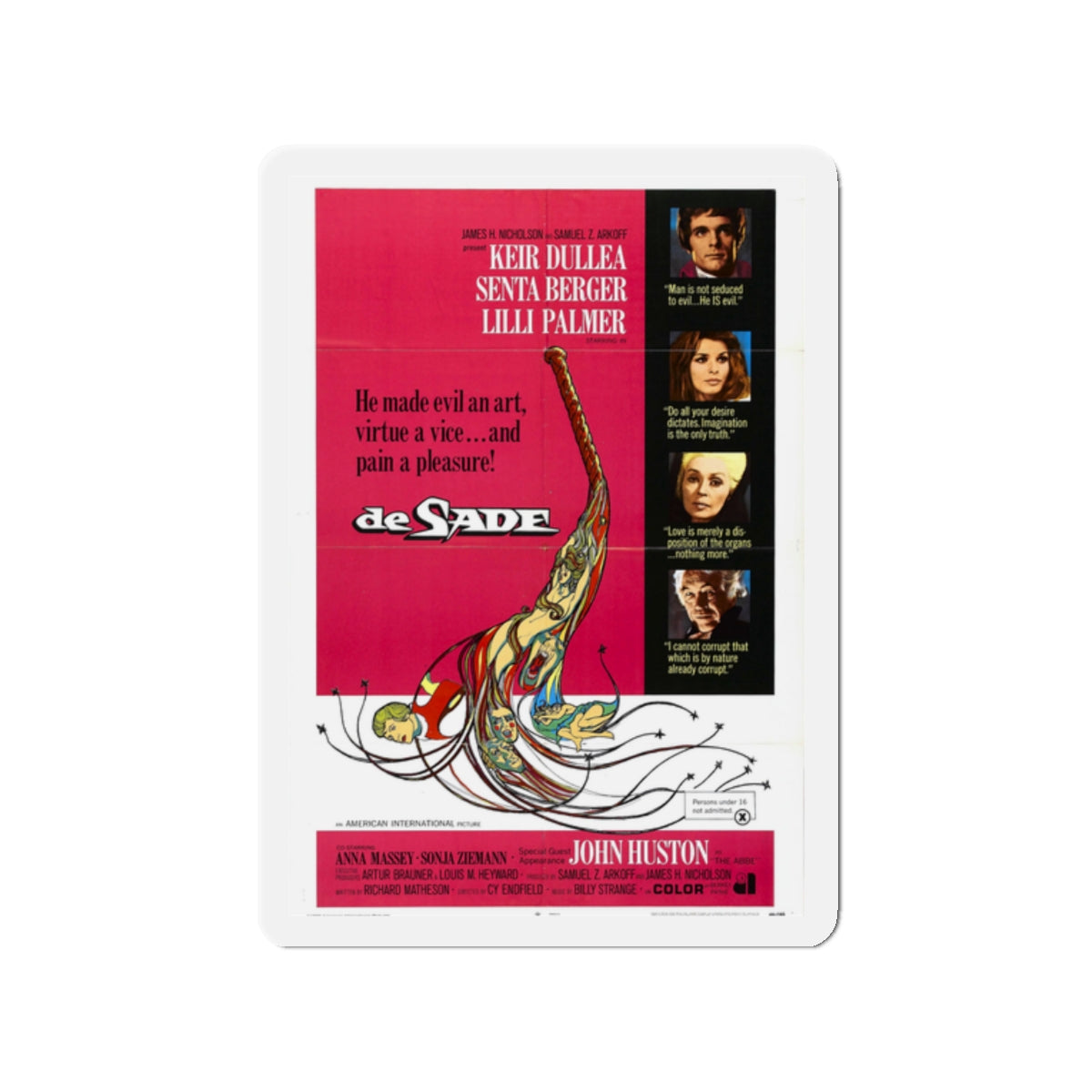 DE SADE 1969 Movie Poster - Die-Cut Magnet-2" x 2"-The Sticker Space