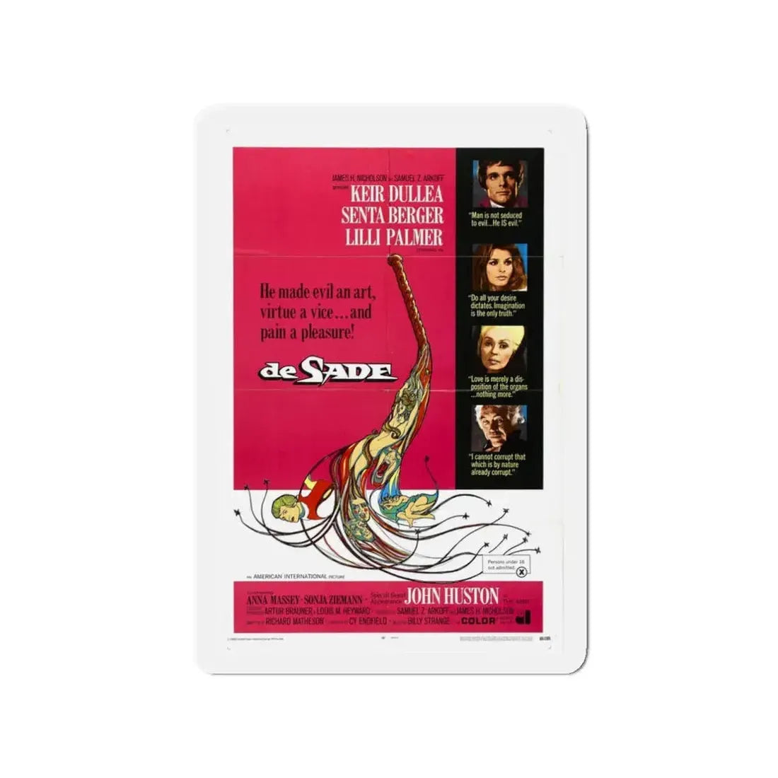 DE SADE 1969 Movie Poster - Refrigerator Magnet 3 Inch - The Sticker Space