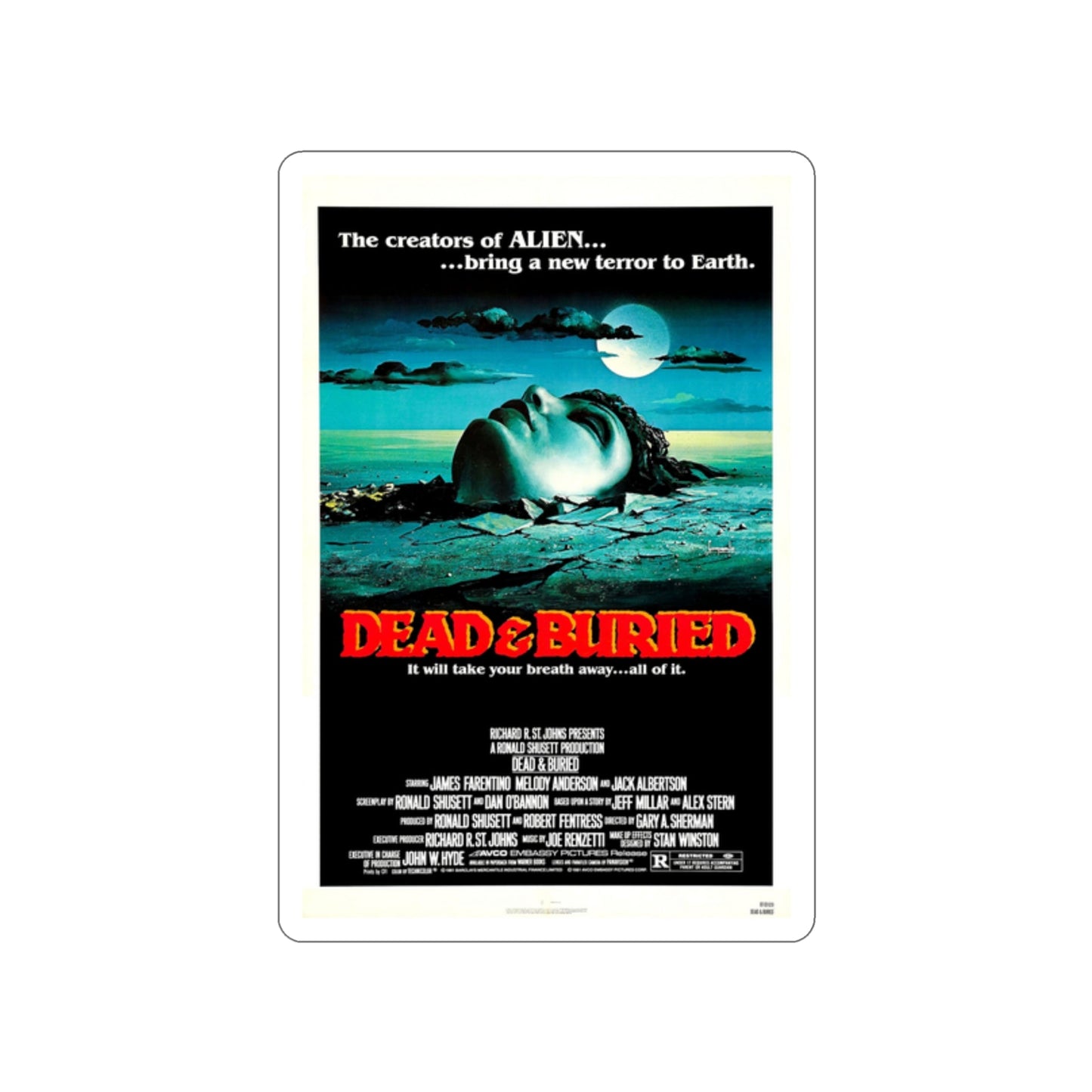 DEAD & BURIED 1981 Movie Poster STICKER Vinyl Die-Cut Decal-2 Inch-The Sticker Space