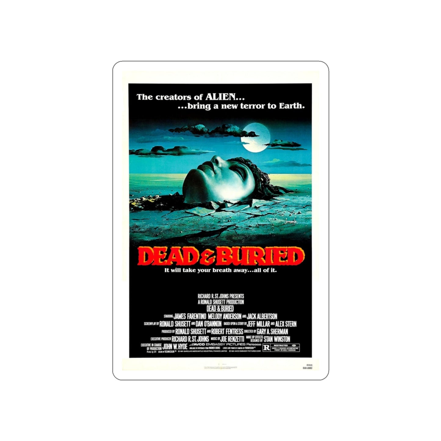 DEAD & BURIED 1981 Movie Poster STICKER Vinyl Die-Cut Decal-3 Inch-The Sticker Space