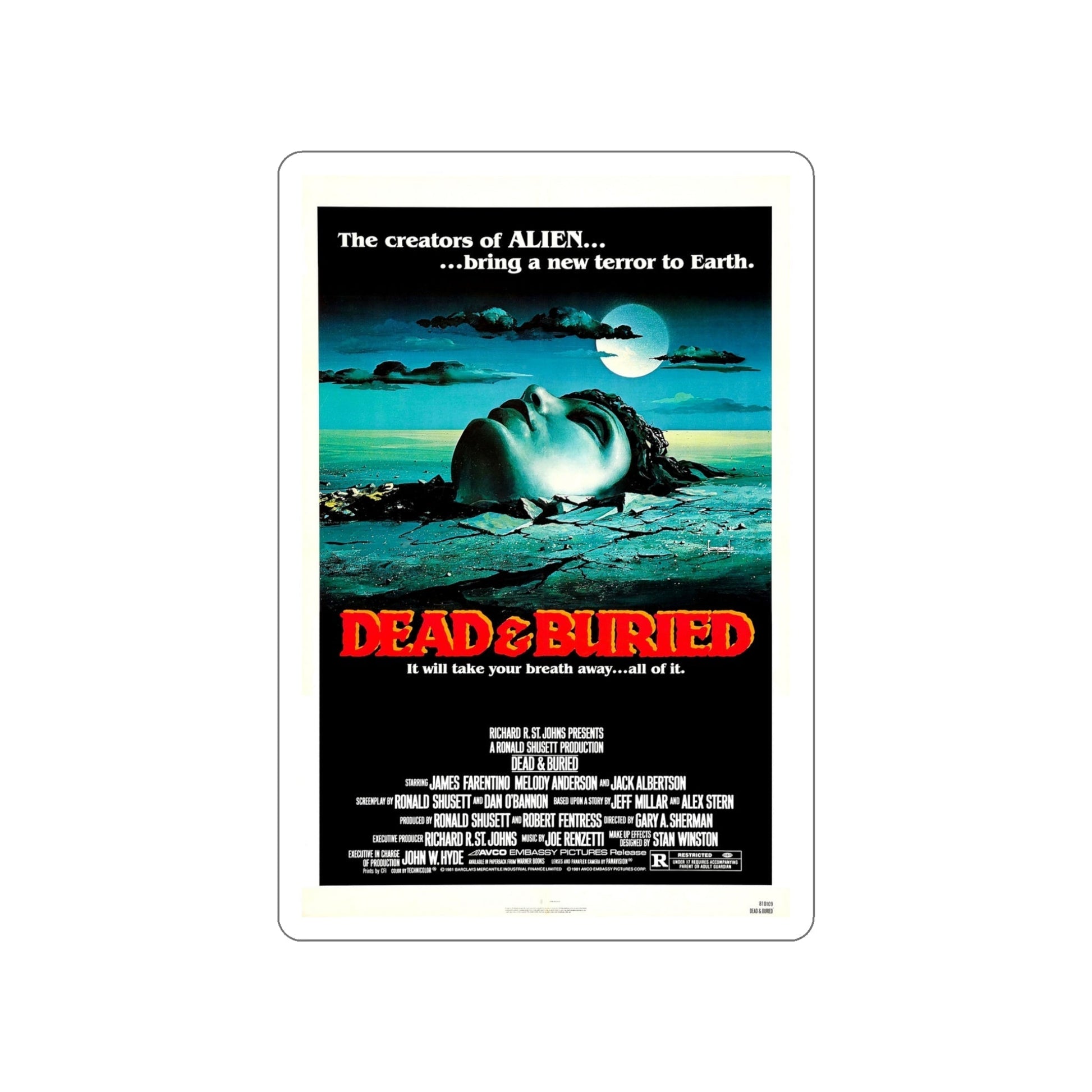 DEAD & BURIED 1981 Movie Poster STICKER Vinyl Die-Cut Decal-5 Inch-The Sticker Space