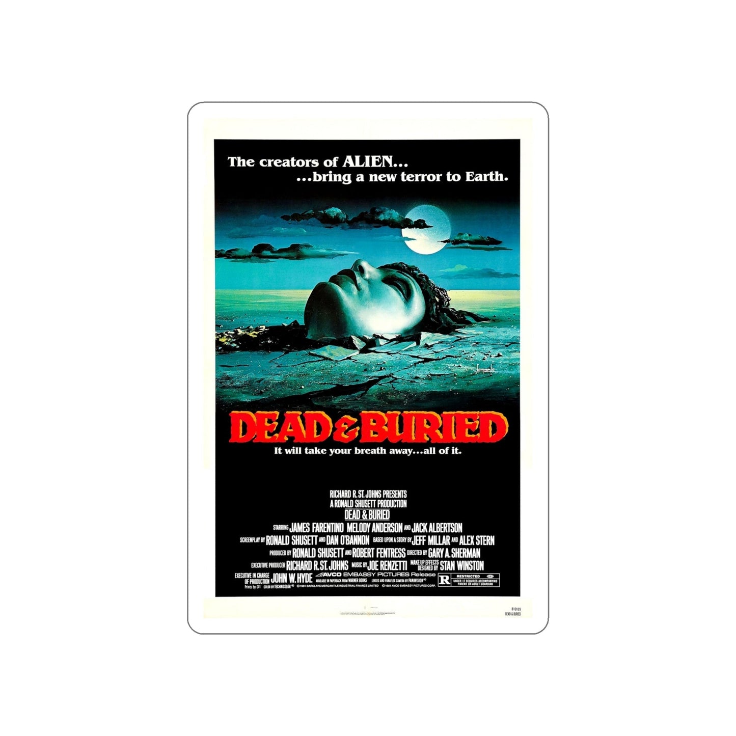 DEAD & BURIED 1981 Movie Poster STICKER Vinyl Die-Cut Decal-6 Inch-The Sticker Space