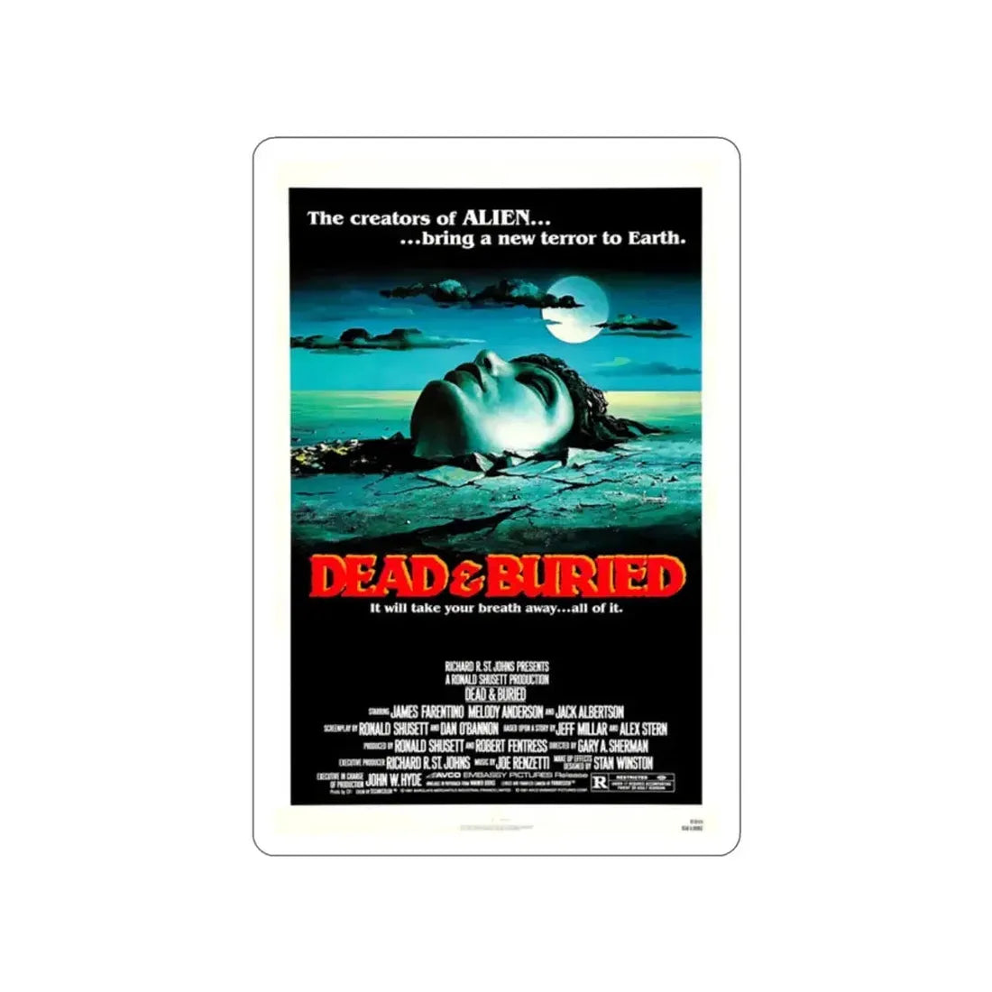 DEAD & BURIED 1981 Movie Poster STICKER Vinyl Die-Cut Decal - The Sticker Space