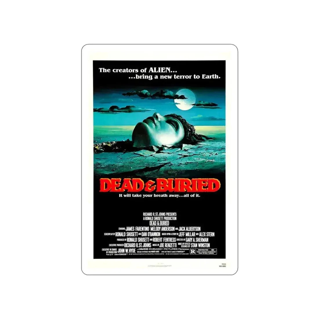 DEAD & BURIED 1981 Movie Poster STICKER Vinyl Die-Cut Decal - The Sticker Space