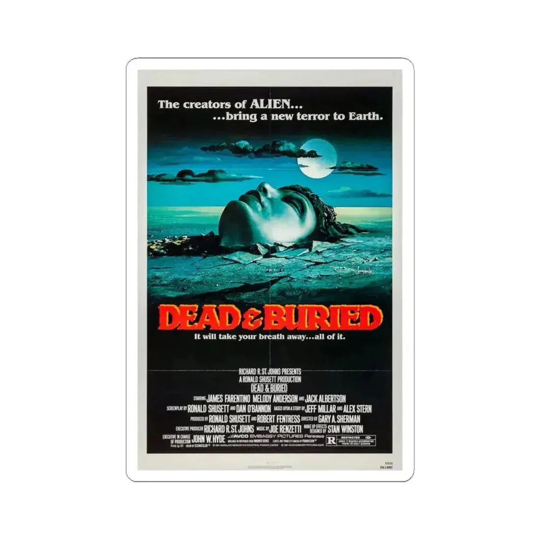 Dead & Buried 1981 Movie Poster - STICKER Vinyl Kiss-Cut Decal 4 Inch White - The Sticker Space