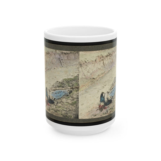 Dead Confederate Soldier In The Trenches Of Fort Mahone, Petersburg, Virginia 001 (U.S. Civil War) White Coffee Mug