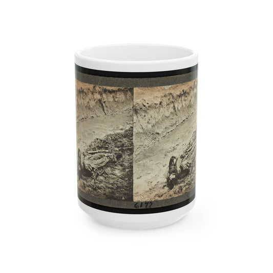 Dead Confederate Soldier In The Trenches Of Fort Mahone, Petersburg, Virginia (U.S. Civil War) White Coffee Mug-15oz-The Sticker Space