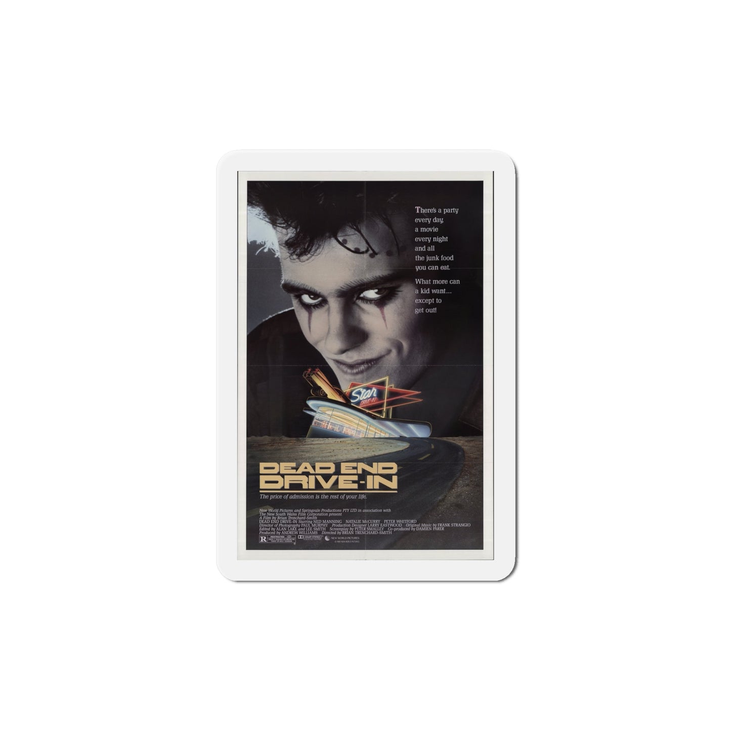 Dead End Drive In 1986 Movie Poster Die-Cut Magnet-6 × 6"-The Sticker Space