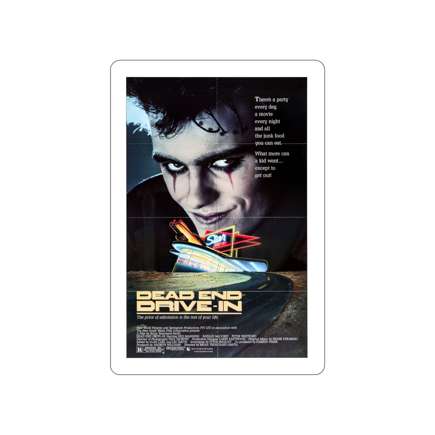 DEAD END DRIVE-IN 1986 Movie Poster STICKER Vinyl Die-Cut Decal-5 Inch-The Sticker Space