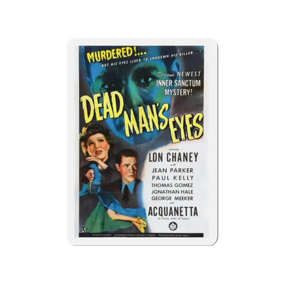 DEAD MAN'S EYES 1944 Movie Poster - Refrigerator Magnet 2 Inch - The Sticker Space