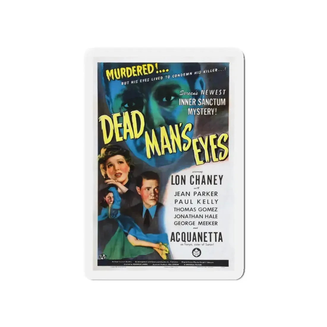 DEAD MAN'S EYES 1944 Movie Poster - Refrigerator Magnet 5 Inch - The Sticker Space