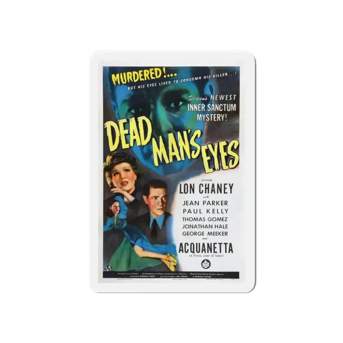 DEAD MAN'S EYES 1944 Movie Poster - Refrigerator Magnet - The Sticker Space
