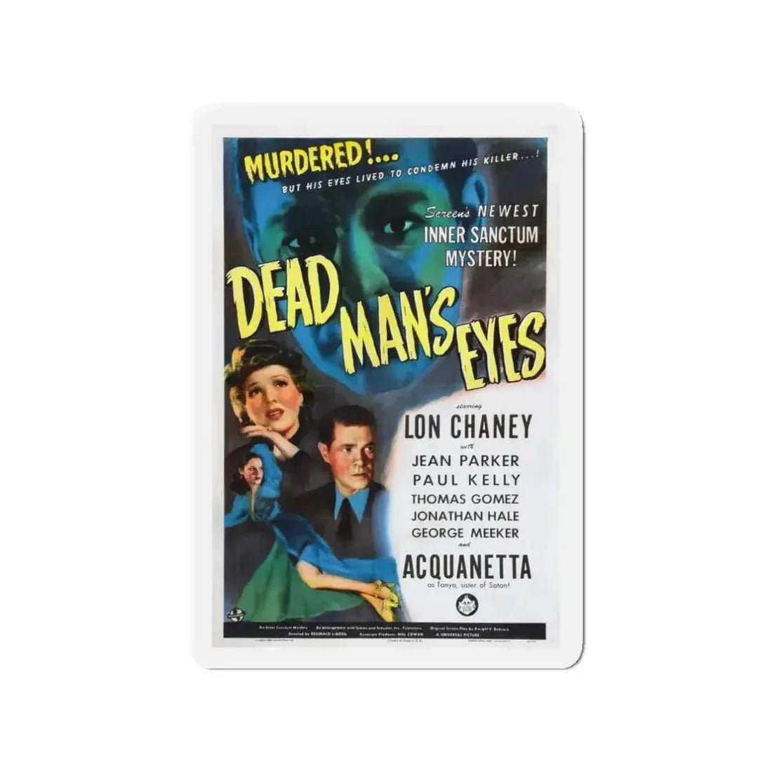 DEAD MAN'S EYES 1944 Movie Poster - Refrigerator Magnet - The Sticker Space