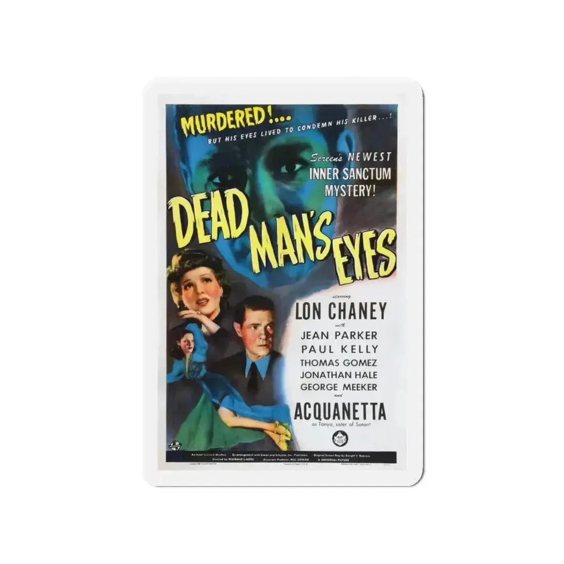 DEAD MAN'S EYES 1944 Movie Poster - Refrigerator Magnet - The Sticker Space