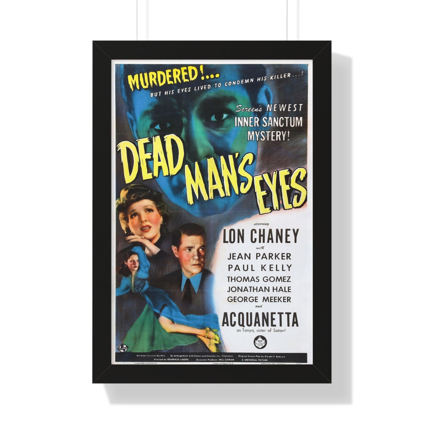 DEAD MAN'S EYES 1944 - Framed Movie Poster-16″ x 24″-The Sticker Space