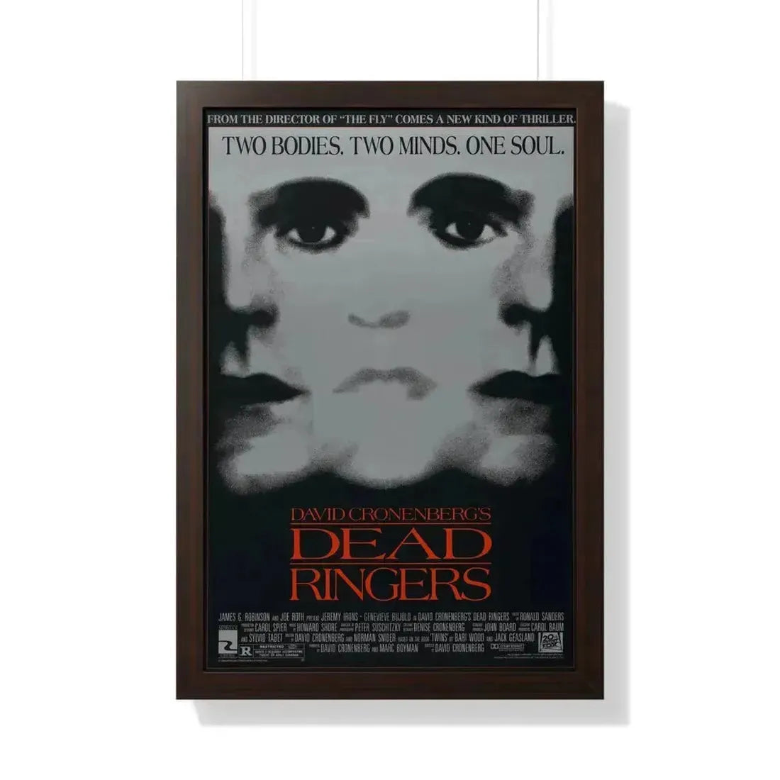 DEAD RINGERS 1988 - Framed Movie Poster 20" x 30" Walnut - The Sticker Space