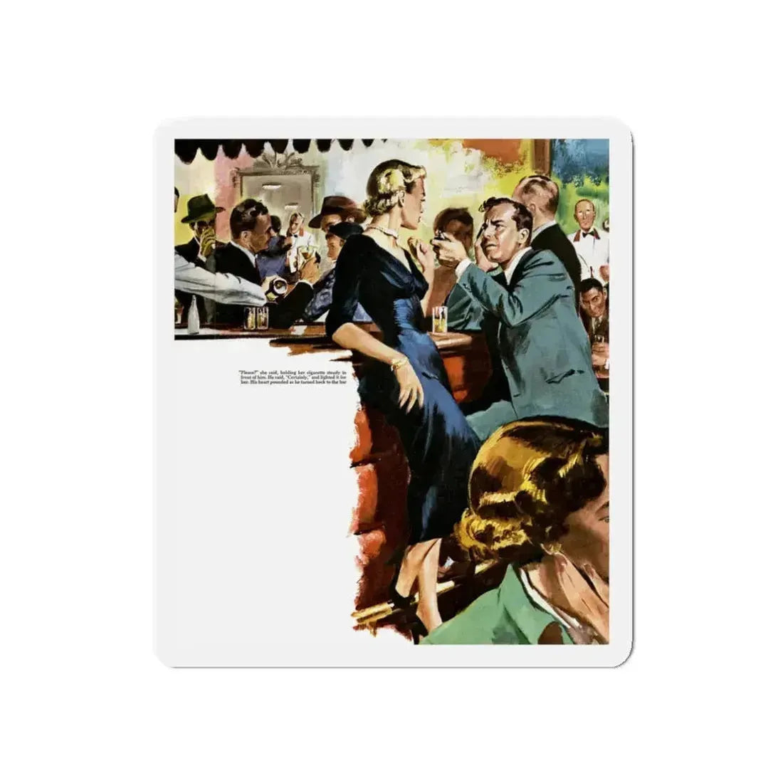 Deadfall, 1949 (Magazine Illustration) Refrigerator Magnet 3 Inch Die-Cut - The Sticker Space