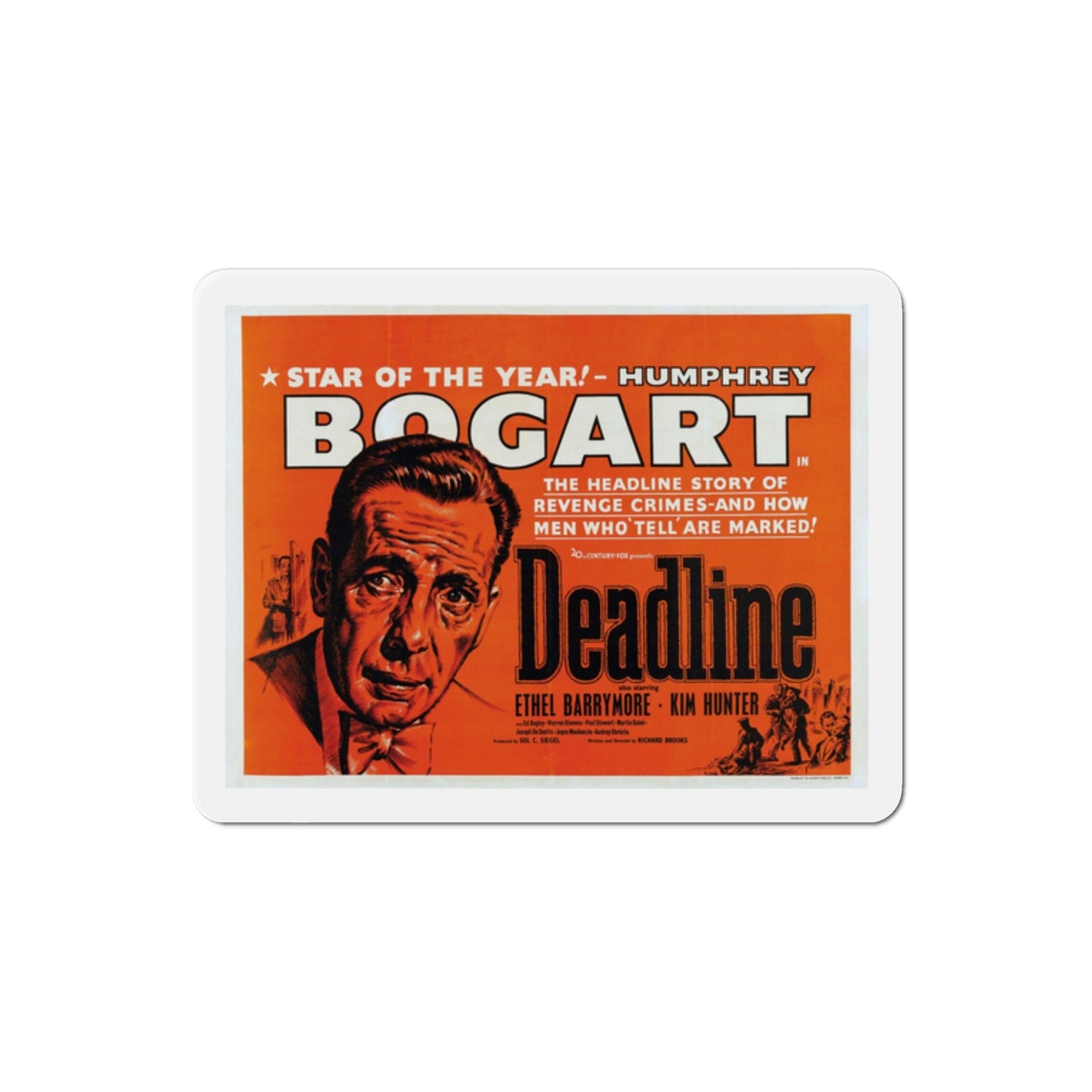 Deadline USA 1952 Movie Poster Die-Cut Magnet-2 Inch-The Sticker Space