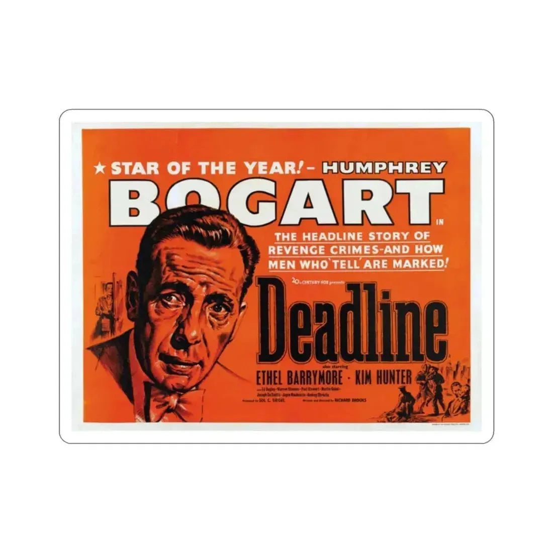 Deadline USA 1952 Movie Poster STICKER Vinyl Die-Cut Decal 2 Inch - The Sticker Space