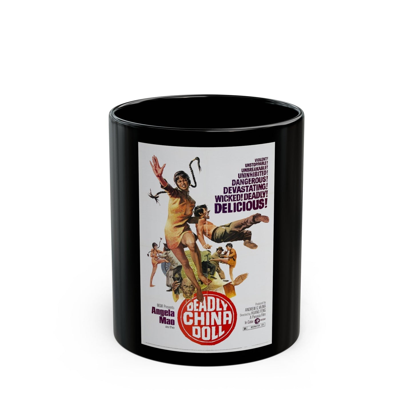 DEADLY CHINA DOLL 1972 Movie Poster - Black Coffee Mug-11oz-The Sticker Space