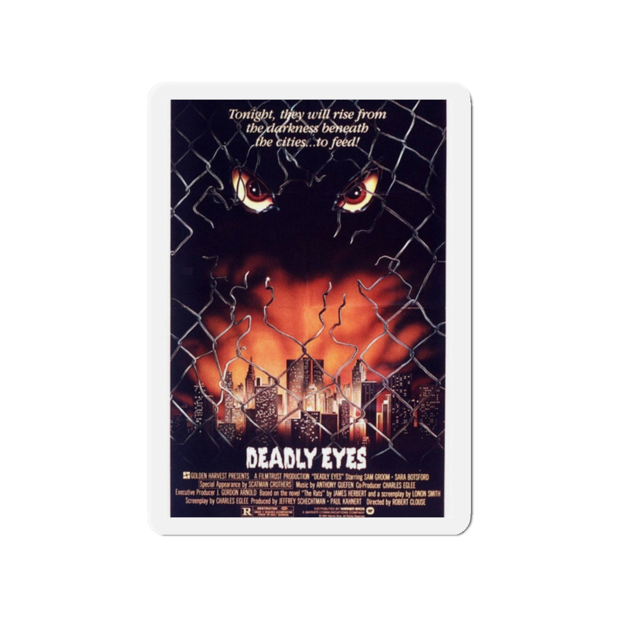 DEADLY EYES 1982 Movie Poster - Die-Cut Magnet-2" x 2"-The Sticker Space