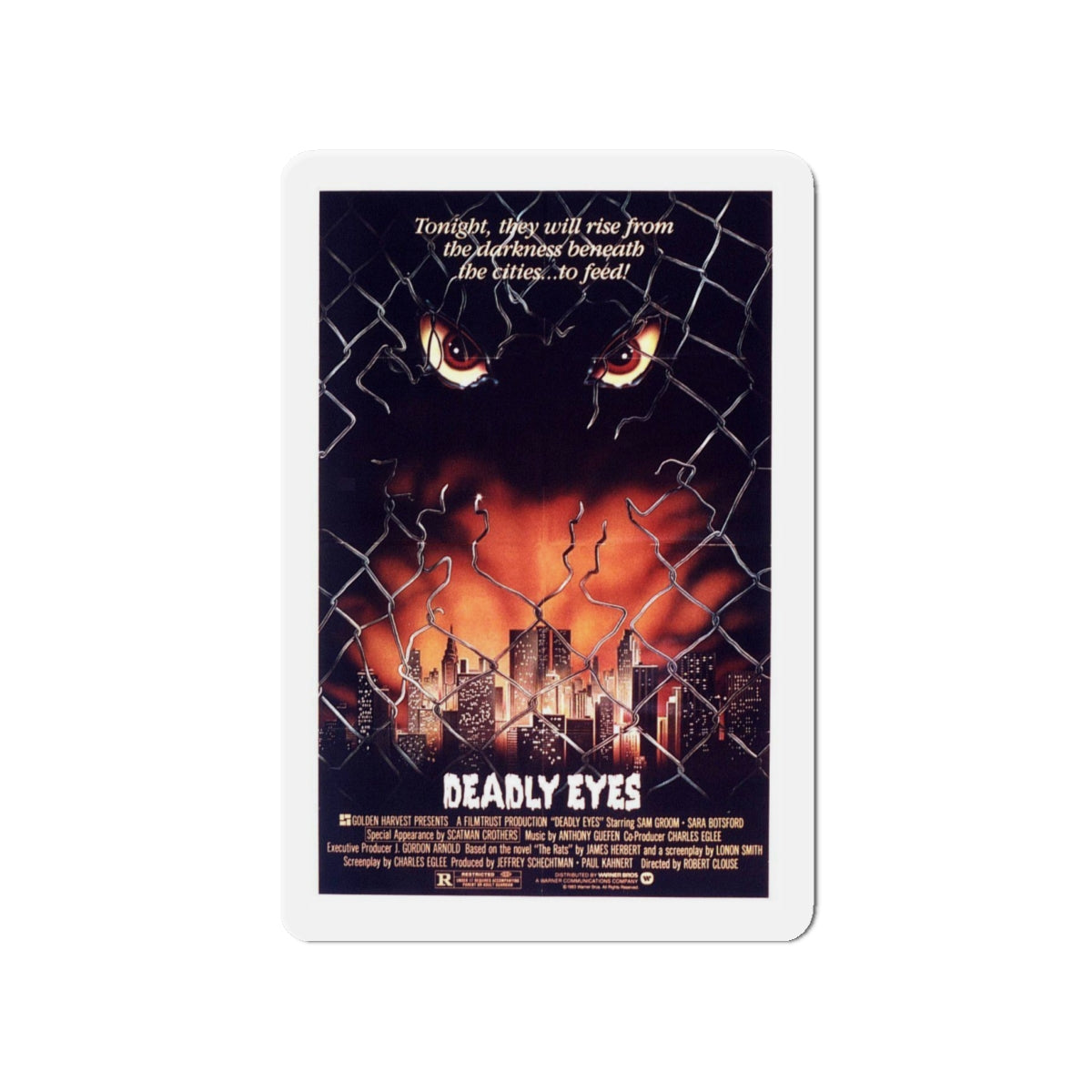 DEADLY EYES 1982 Movie Poster - Die-Cut Magnet-4" x 4"-The Sticker Space