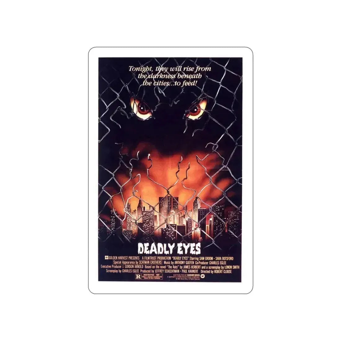 DEADLY EYES 1982 Movie Poster STICKER Vinyl Die-Cut Decal 4 Inch - The Sticker Space