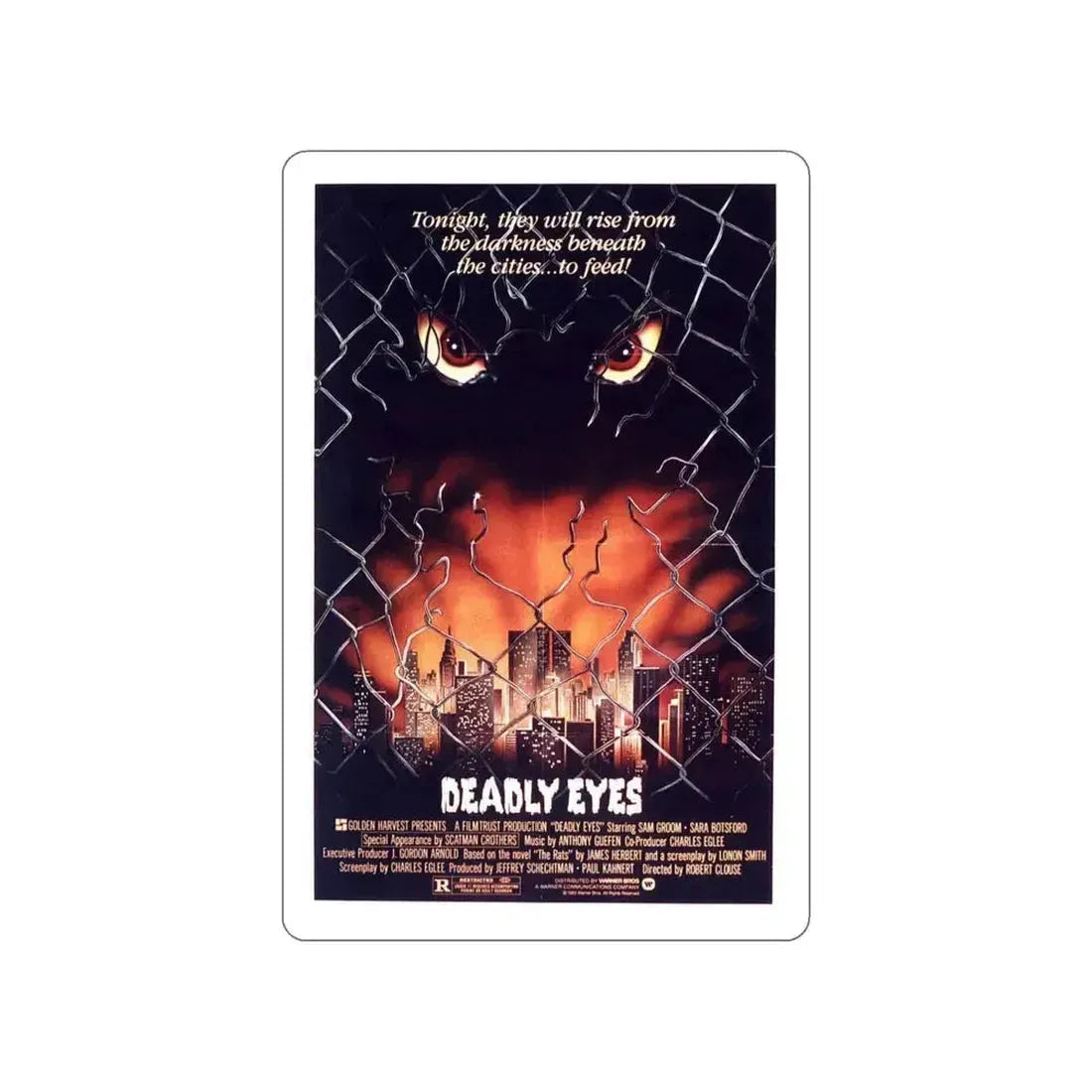 DEADLY EYES 1982 Movie Poster STICKER Vinyl Die-Cut Decal 5 Inch - The Sticker Space