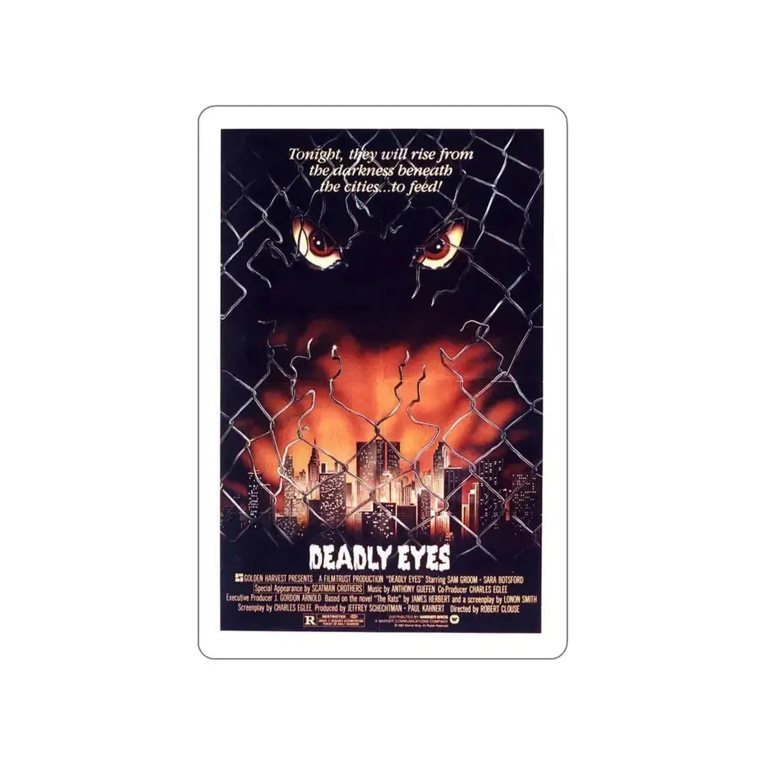 DEADLY EYES 1982 Movie Poster STICKER Vinyl Die-Cut Decal 6 Inch - The Sticker Space