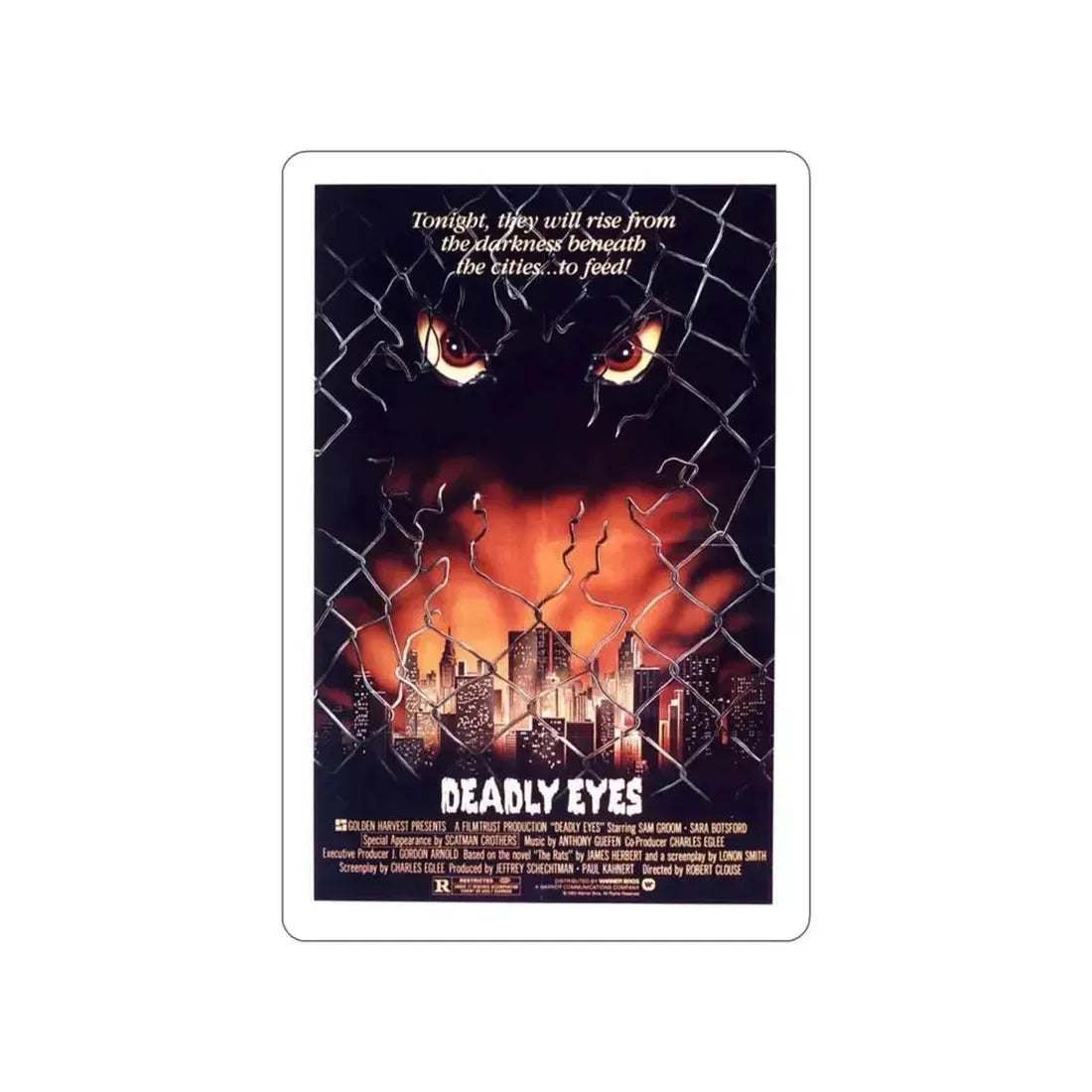 DEADLY EYES 1982 Movie Poster STICKER Vinyl Die-Cut Decal - The Sticker Space