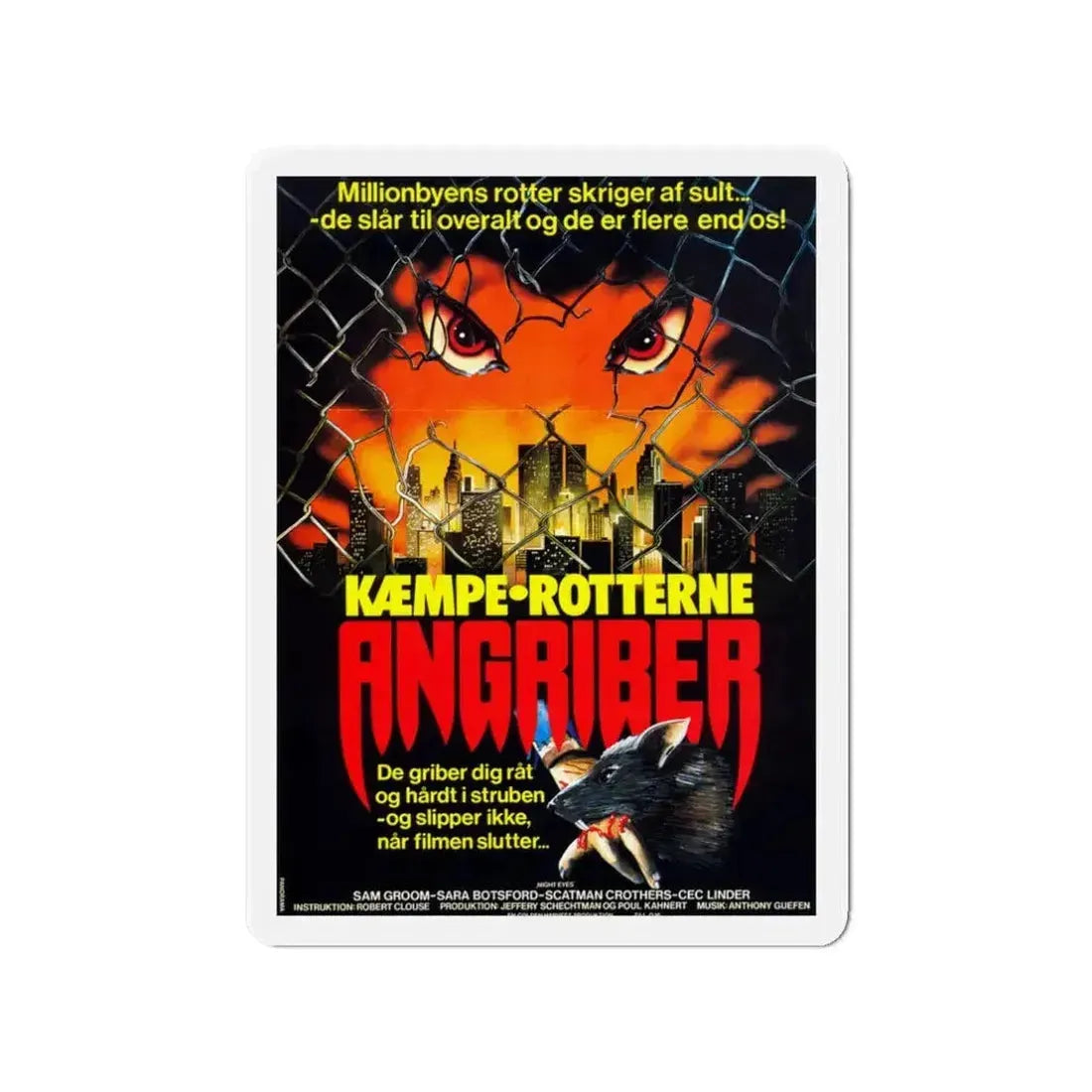 DEADLY EYES (DANISH) 1982 Movie Poster - Refrigerator Magnet - The Sticker Space