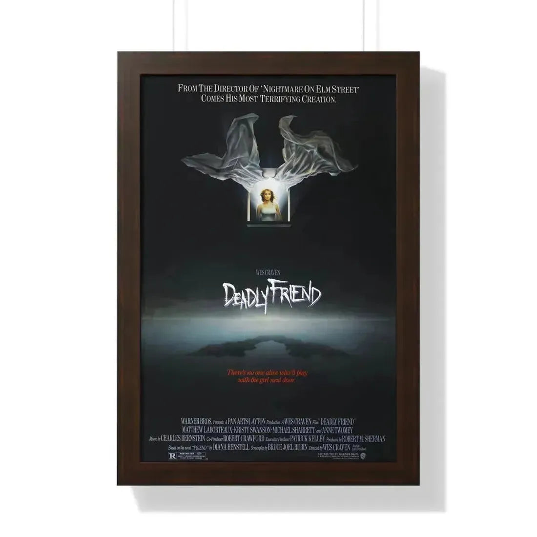 DEADLY FRIEND 1986 - Framed Movie Poster 16″ x 24″ Walnut - The Sticker Space