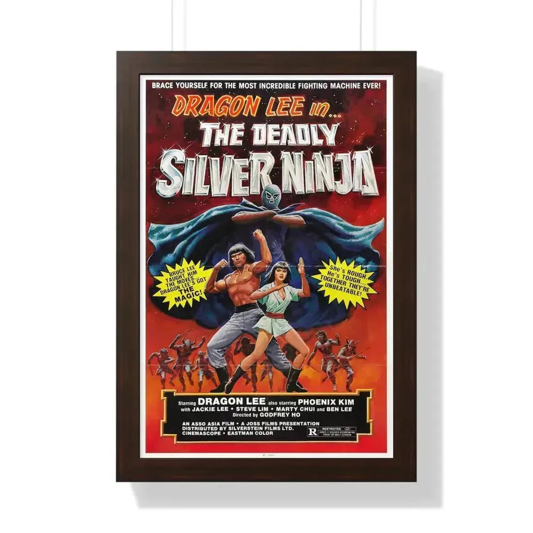 DEADLY SILVER NINJA 1978 - Framed Movie Poster 16″ x 24″ Walnut - The Sticker Space