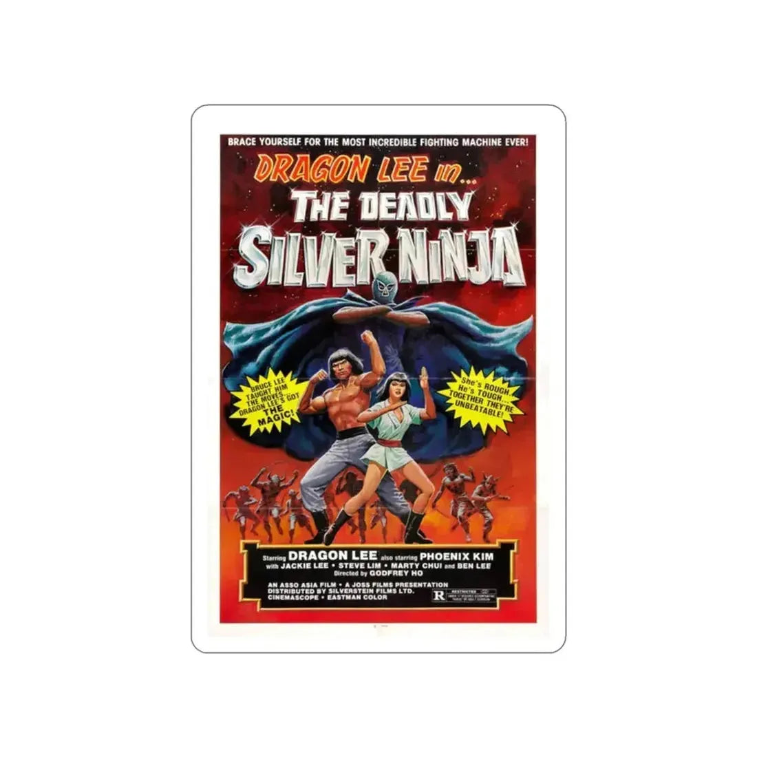 DEADLY SILVER NINJA 1978 Movie Poster STICKER Vinyl Die-Cut Decal - The Sticker Space
