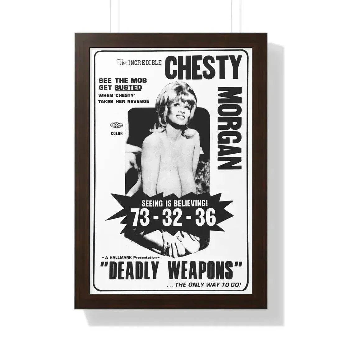DEADLY WEAPONS 1974 - Framed Movie Poster 16″ x 24″ Walnut - The Sticker Space