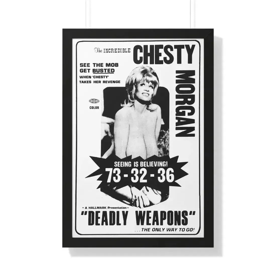DEADLY WEAPONS 1974 - Framed Movie Poster 20" x 30" Black - The Sticker Space