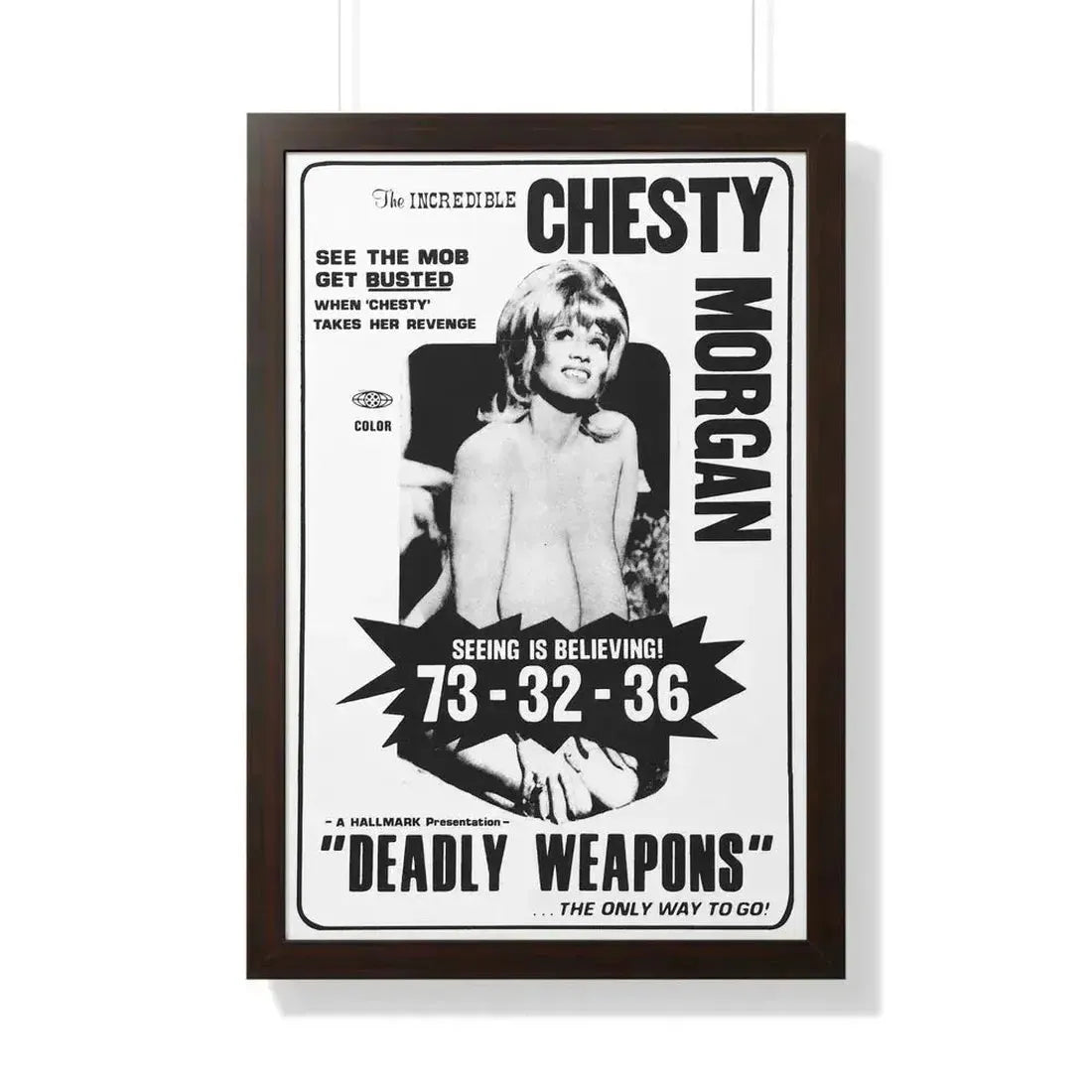 DEADLY WEAPONS 1974 - Framed Movie Poster 20" x 30" Walnut - The Sticker Space