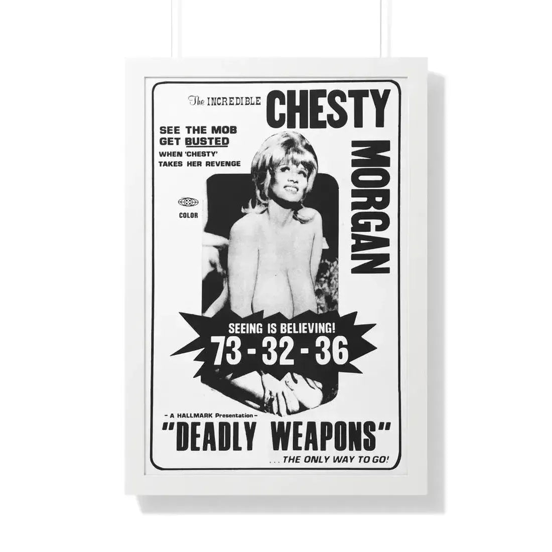 DEADLY WEAPONS 1974 - Framed Movie Poster 20" x 30" White - The Sticker Space