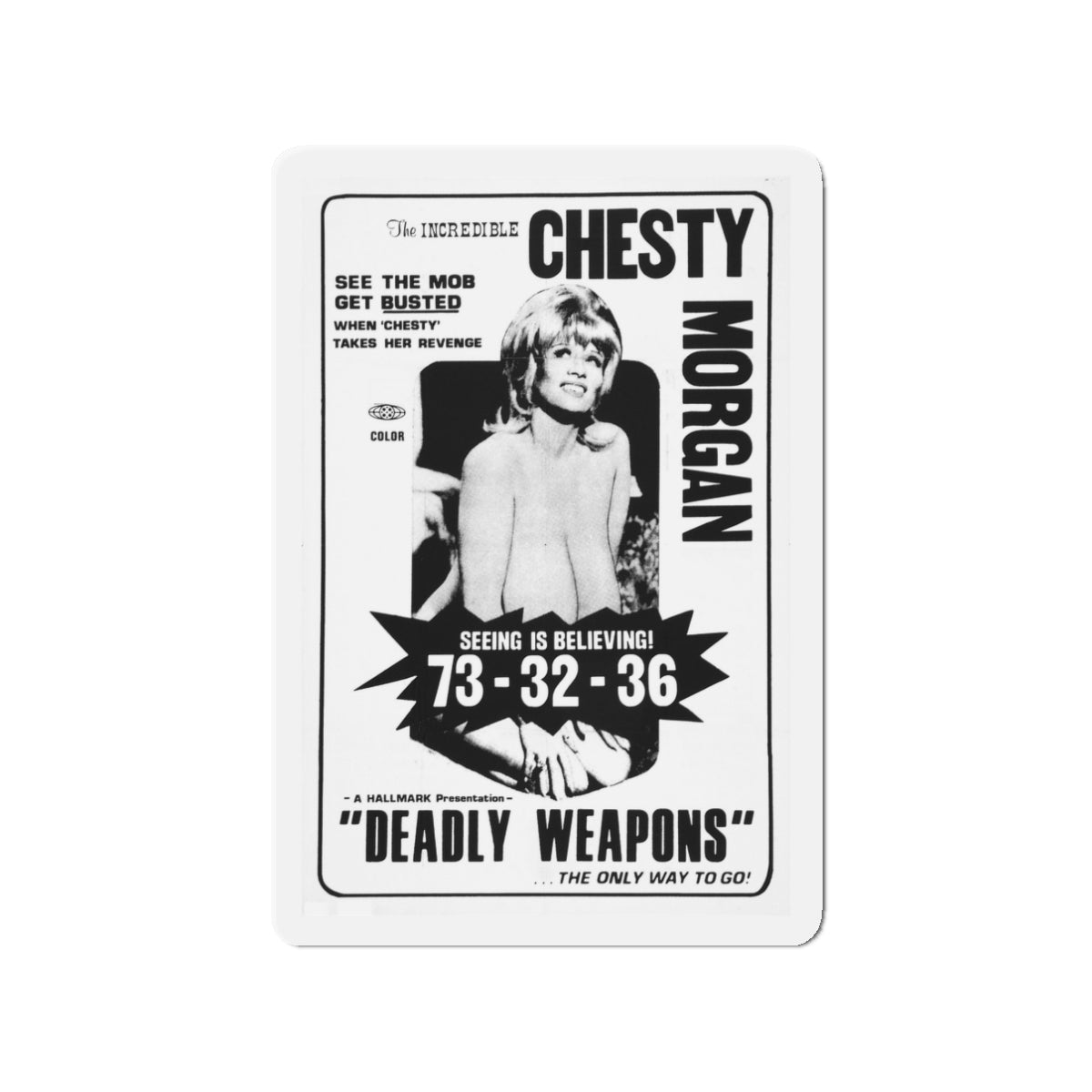 DEADLY WEAPONS 1974 Movie Poster - Die-Cut Magnet-3" x 3"-The Sticker Space