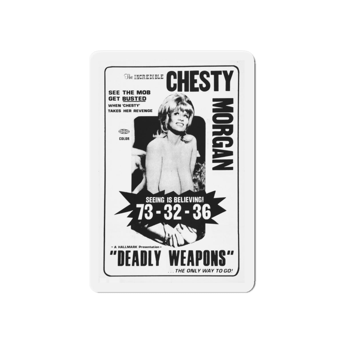 DEADLY WEAPONS 1974 Movie Poster - Die-Cut Magnet-6 × 6"-The Sticker Space