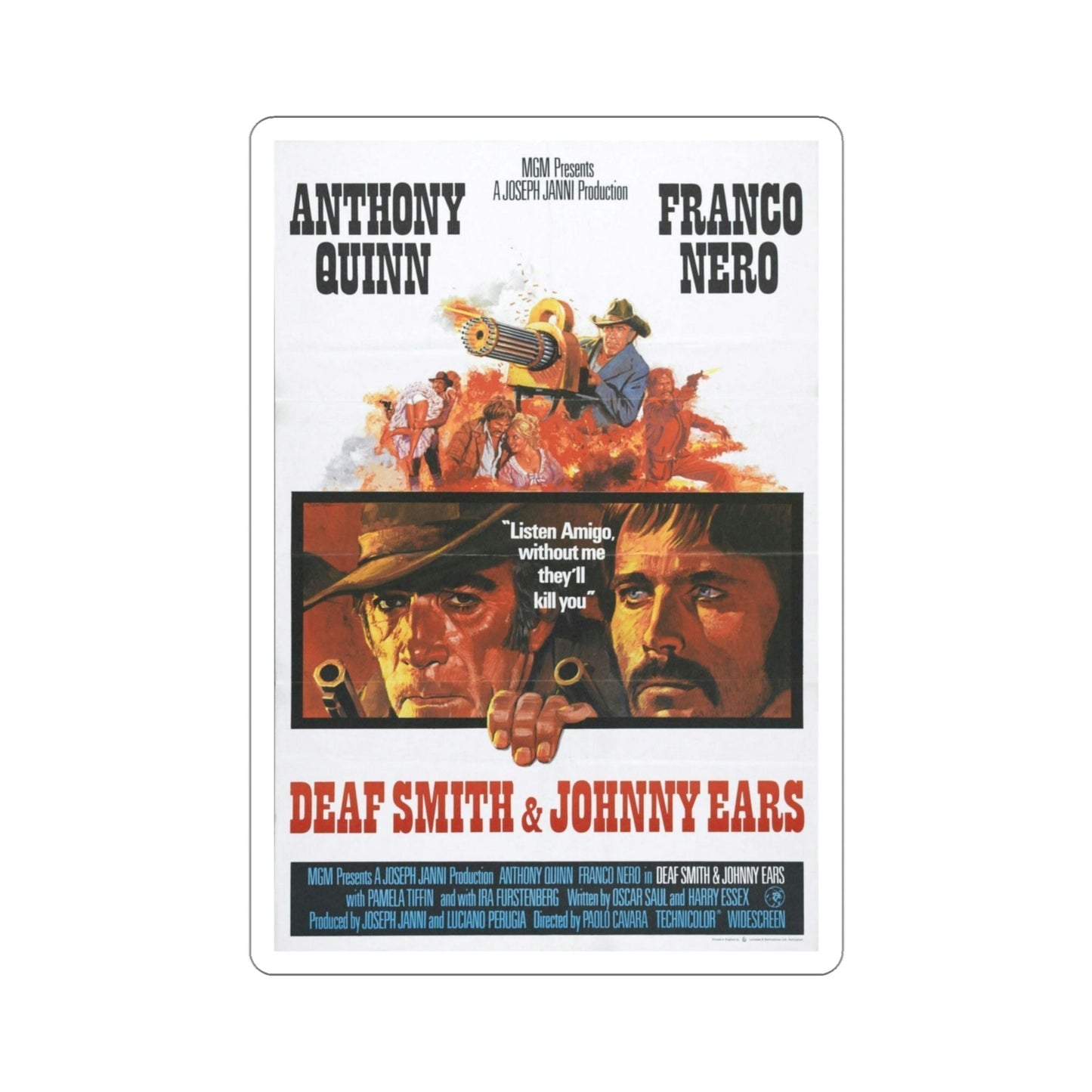 Deaf Smith and Johnny Ears 1973 Movie Poster STICKER Vinyl Die-Cut Decal-4 Inch-The Sticker Space