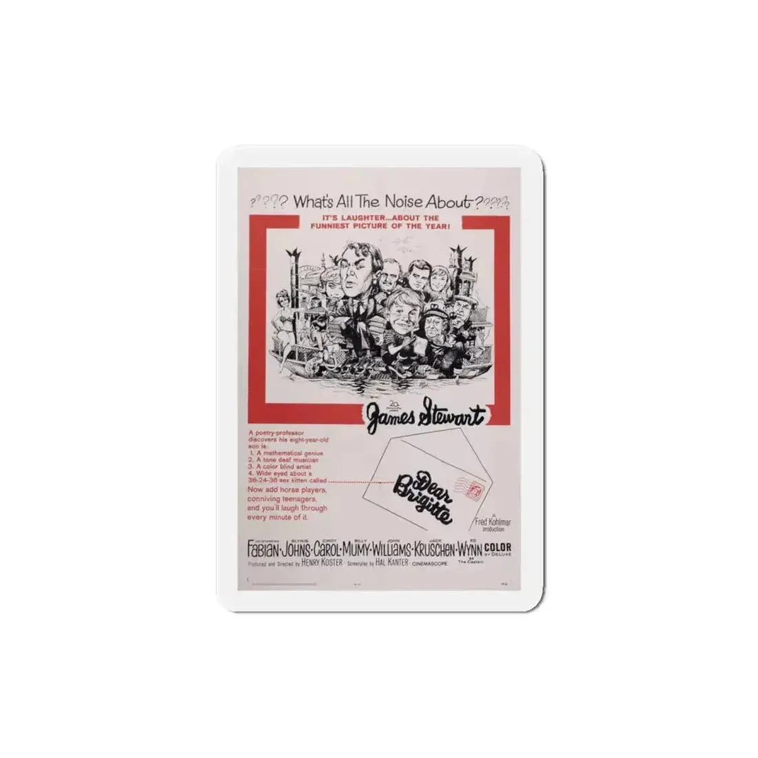 Dear Brigitte 1965 Movie Poster Refrigerator Magnet 4 Inch - The Sticker Space