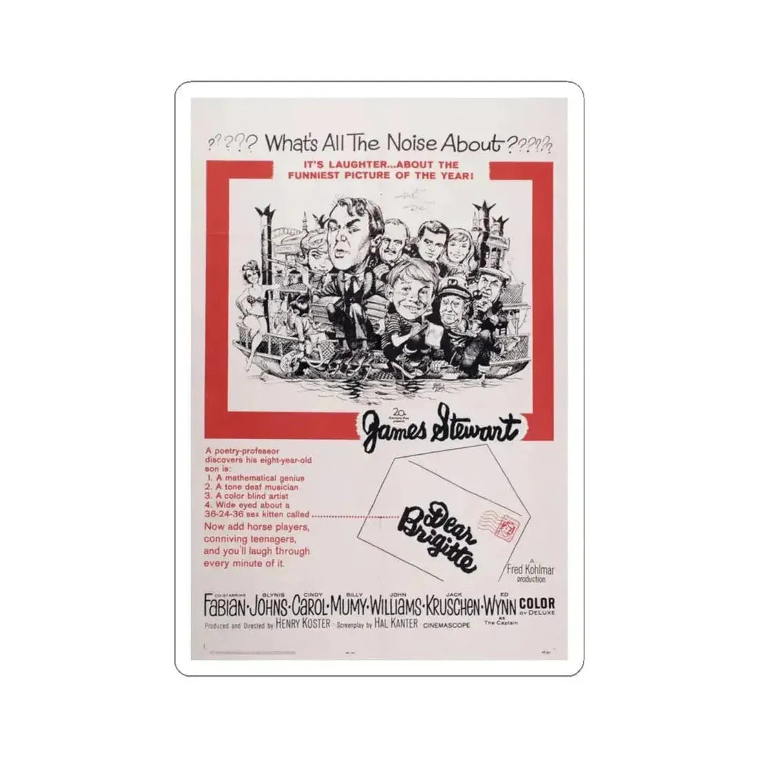 Dear Brigitte 1965 Movie Poster - STICKER Vinyl Kiss-Cut Decal 6 Inch White - The Sticker Space