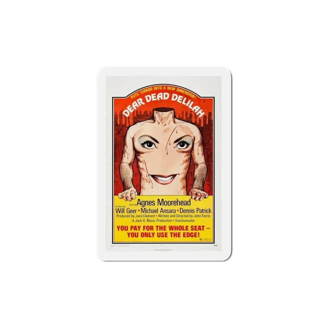 Dear Dead Delilah 1972 Movie Poster Refrigerator Magnet 5 Inch - The Sticker Space